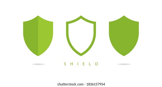 Set of shield flat icon isolated on white background. Vector illustration