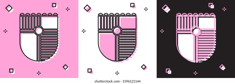 Set Shield for game icon isolated on pink and white, black background.  Vector Illustration