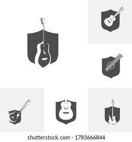 Set of Shield Guitar design vector template. Simple set of electric guitar vector icons