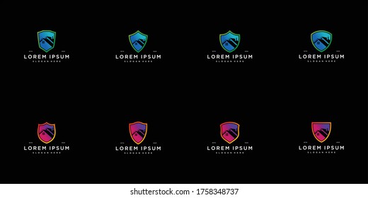 plantilla de vector de diseño de logotipo de escudo doméstico