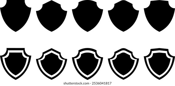 Set of shield icon. Badge quality symbol, sign, logo or emblem. Vector illustration