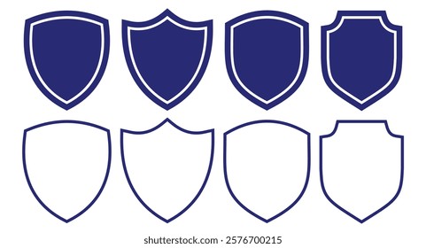 Set of shield icon. Collection of security shield icons. Protect shield security line icons. Badge quality symbol, sign, logo or emblem. Vector illustration