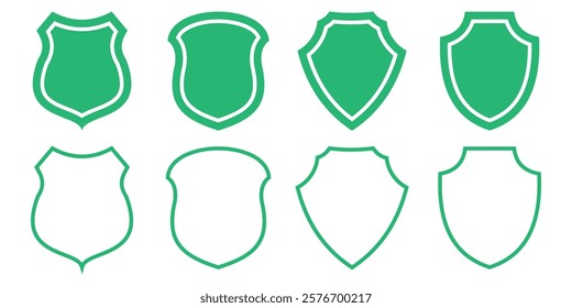 Set of shield icon. Collection of security shield icons. Protect shield security line icons. Badge quality symbol, sign, logo or emblem. Vector illustration