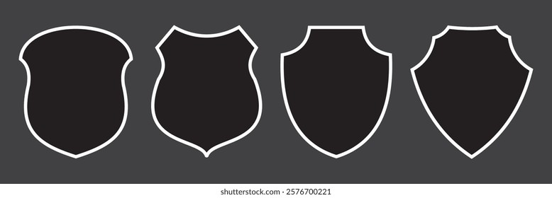 Set of shield icon. Collection of security shield icons. Protect shield security line icons. Badge quality symbol, sign, logo or emblem. Vector illustration