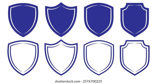 Set of shield icon. Collection of security shield icons. Protect shield security line icons. Badge quality symbol, sign, logo or emblem. Vector illustration