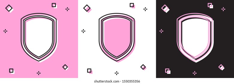 Set Shield icon isolated on pink and white, black background. Guard sign.  Vector Illustration