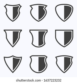 Set of shield icon on white background, vector illustration