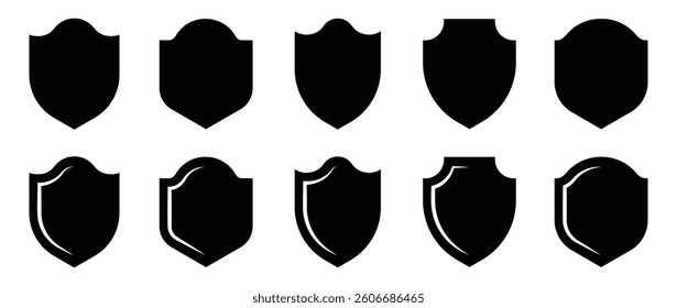 Set of shield icon. Protect badge. Black security icon. Protection symbol. Security logo. Vector Illustration EPS 10