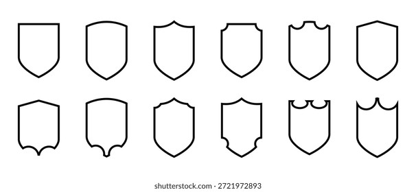 Schild-Symbol, Schild-Symbol-Vektorsatz für die Schutzsicherheit, heraldisches Schild-Symbol, Vektorgrafik.