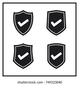 Set of Shield Icons With Check Mark