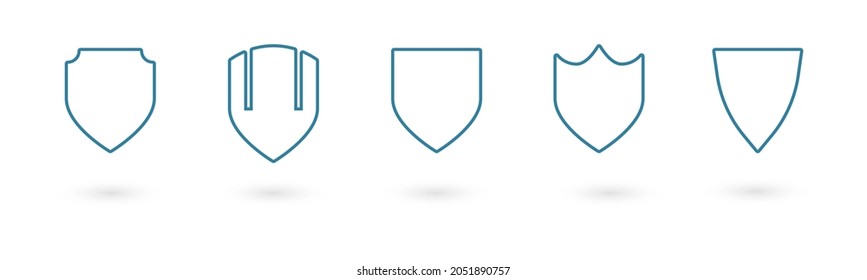 Set of Shield icons collection in line style on white background. Protect shield vector