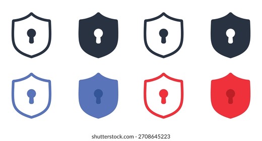 Set of Shield Icons with Keyhole | Security, Protection, Privacy, and Access Symbol Collection for Digital Defense and Login