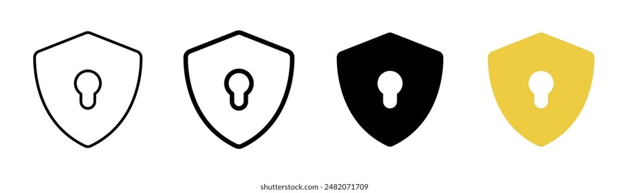 Set of shield icons with keyhole. Vector illustration