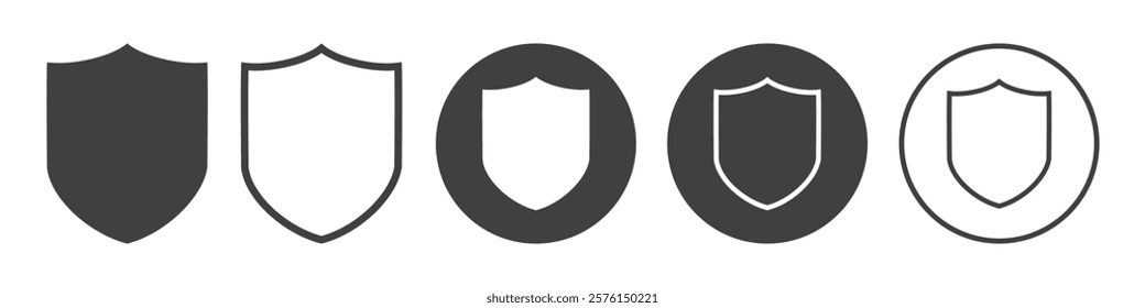 set of shield icons on white background
