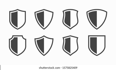 Set of Shield Icons Security Logos isolated on white background. Flat Vector Logo Design Template Element