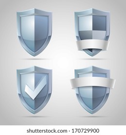 Set of shield icons for security protection or safety concept isolated vector illustration