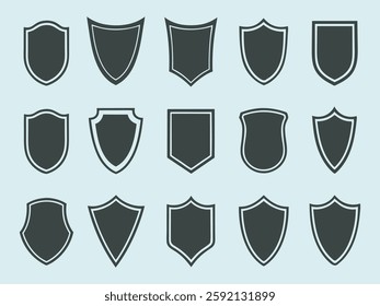 Set of Shield Icons – Security, Protection, and Defense Symbols.