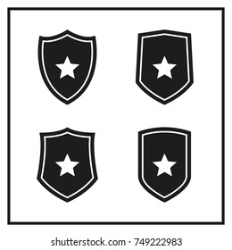 Set of Shield Icons With Stars