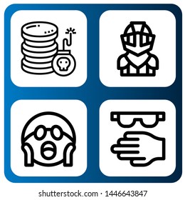 Set of shield icons such as Cyber attack, Knight, Shocked, Protective , shield