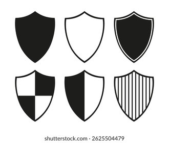 A set of shield icons. Symbol of safety and security. Logo, sign or emblem design. Vector illustration EPS 10