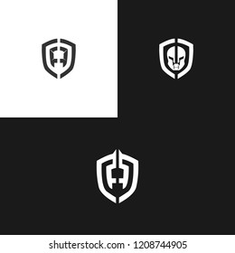 Set Shield Idea Typography,Helmet,Warrior,Mask Creative Abstract Hipster Logo
