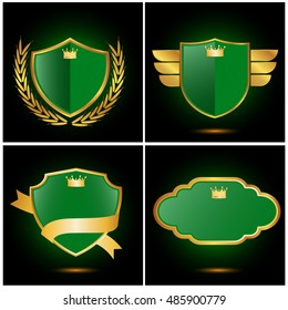 set of shield and laurels,ribbon