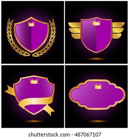 set of shield and laurels,ribbon