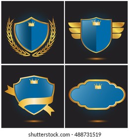 set of shield and laurels,ribbon