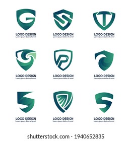 conjunto de letras de escudo - vector de diseño del logotipo de la tecnología empresarial