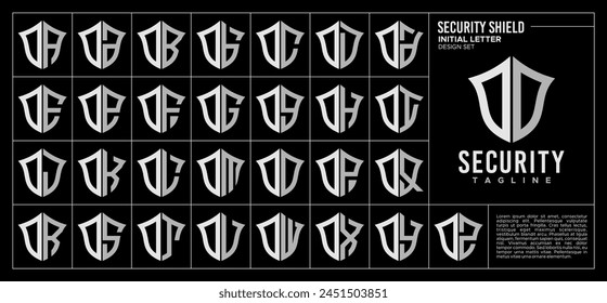 Set of shield letter O OO logo, number 0 00 design