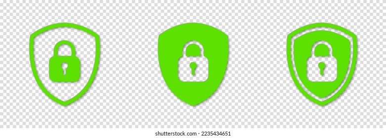 Set of Shield Lock Icon. Symbol padlock. Vector sign Illustration.
