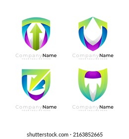 Abstraktes Design des Shield-Logos, Schildlogo und Pfeildesign festlegen
