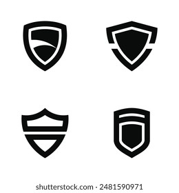 Set of shield logo designs with creative concept. Premium Vector