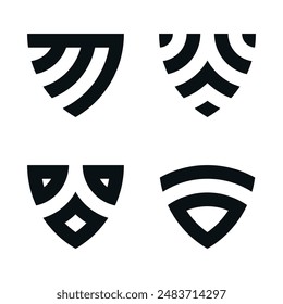 Set von Schild Logo Designs mit kreativem Konzept. Premium Vektorgrafik