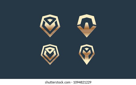 Set of Shield Logo illustration Icon Vector Template