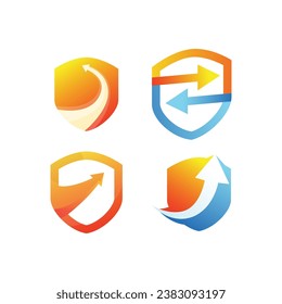 Juego de ilustración del logotipo Shield con alas sobre un fondo blanco