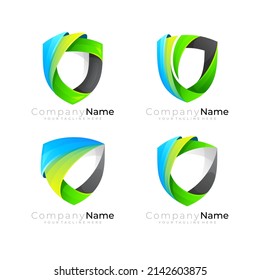 Set shield logo with modern style, security icon vector
