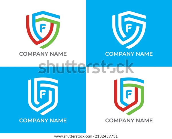 Set of Shield Logo symbol Design with Letter F.\
Vector logo template