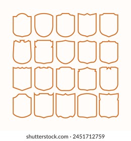 Set of shield outline elements with twenty different variation