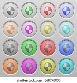 Set of shield plastic sunk spherical buttons.