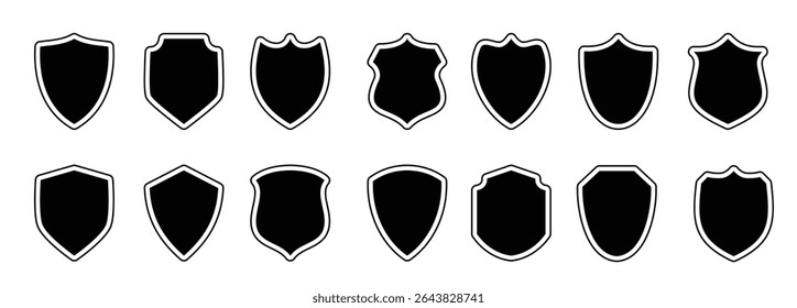 set shield silhouette vector design