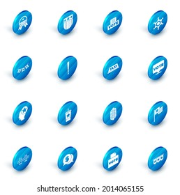 Set Shield with stars, Vote box, Hexagram sheriff, Carnival garland flags, USA Head, Baseball bat,  and Taxi car roof icon. Vector