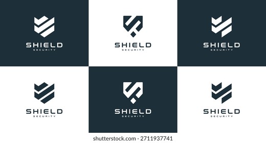 Conjunto de escudo para la Inspiración fuerte del diseño del logotipo de la guardia de seguridad