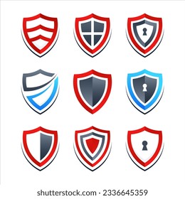 Set of shield symbols and icons design