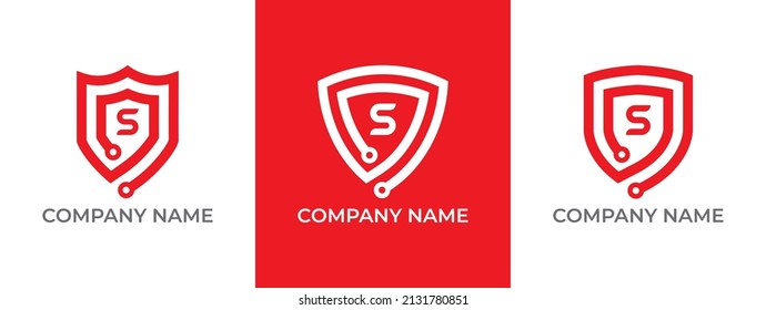 Símbolo del logotipo del conjunto de tecnologías de protección con la letra S. Plantilla de logotipo del vector
