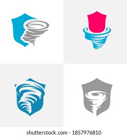 Set of Shield Tornado logo vector template, Creative Twister logo design concepts, icon symbol, Illustration