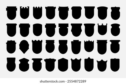 A set of shields for creating heraldic symbols of the family. A set of elements for creating computer games, applications, etc. Vector illustration isolated on white background.