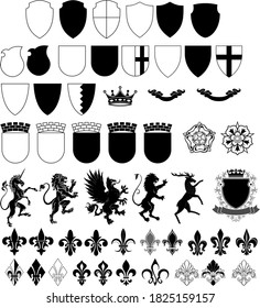 Set of shields and emblems