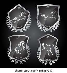 Set with of shields with horses