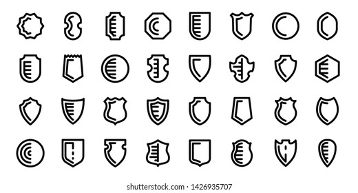 Set shields icons vector isolated on white background